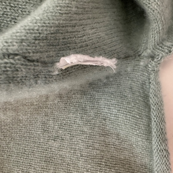 Free People Lost In Forest Mock Neck Ballon Sleeve Cropped Sweater Light Green S - Picture 13 of 13